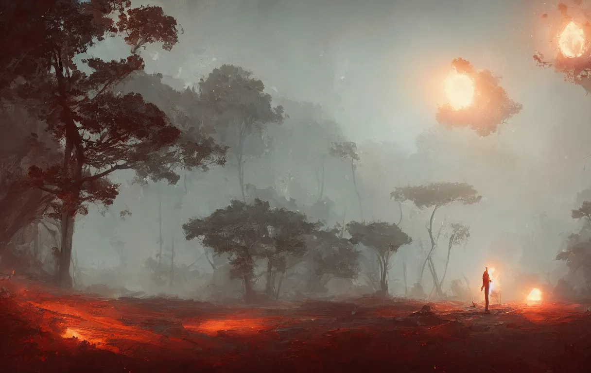 Image similar to A digital painting of scorched earth, by Ismail Inceoglu and Caspar David Friedrich, stunning, photorealistic, highly-detailed, 4k, ue5, light effect, rtx on, realistic, cinematic, IMAX quality, trending on artstation