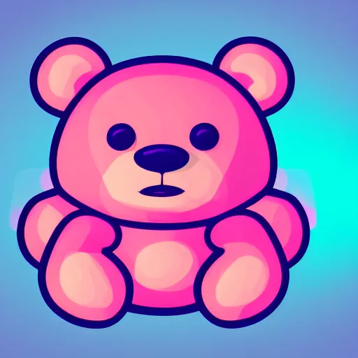 Image similar to iconic vector logo of cute cuddly pink bear with a podcast microphone, melodic, headphones, music, streaming, dreamy, isometric, adorable, octane render, golden ratio, 4k UHD, iconic design