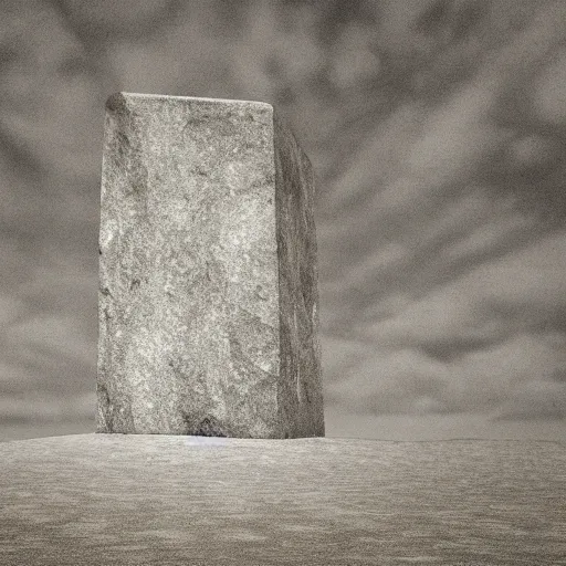 Image similar to A Tapered Stone Monolith Points to the overcast sky, Digital Art, Rendering, 8k, Highly Detailed