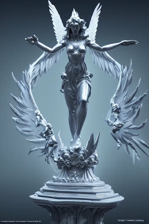 Prompt: archangel lissandra marble and silver statue, by tsuyoshi nagano, illustration, cinematic lighting, hyperdetailed, 8 k, symmetrical, frostbite 3 engine, cryengine, dof, trending on artstation, digital art, crepuscular ray