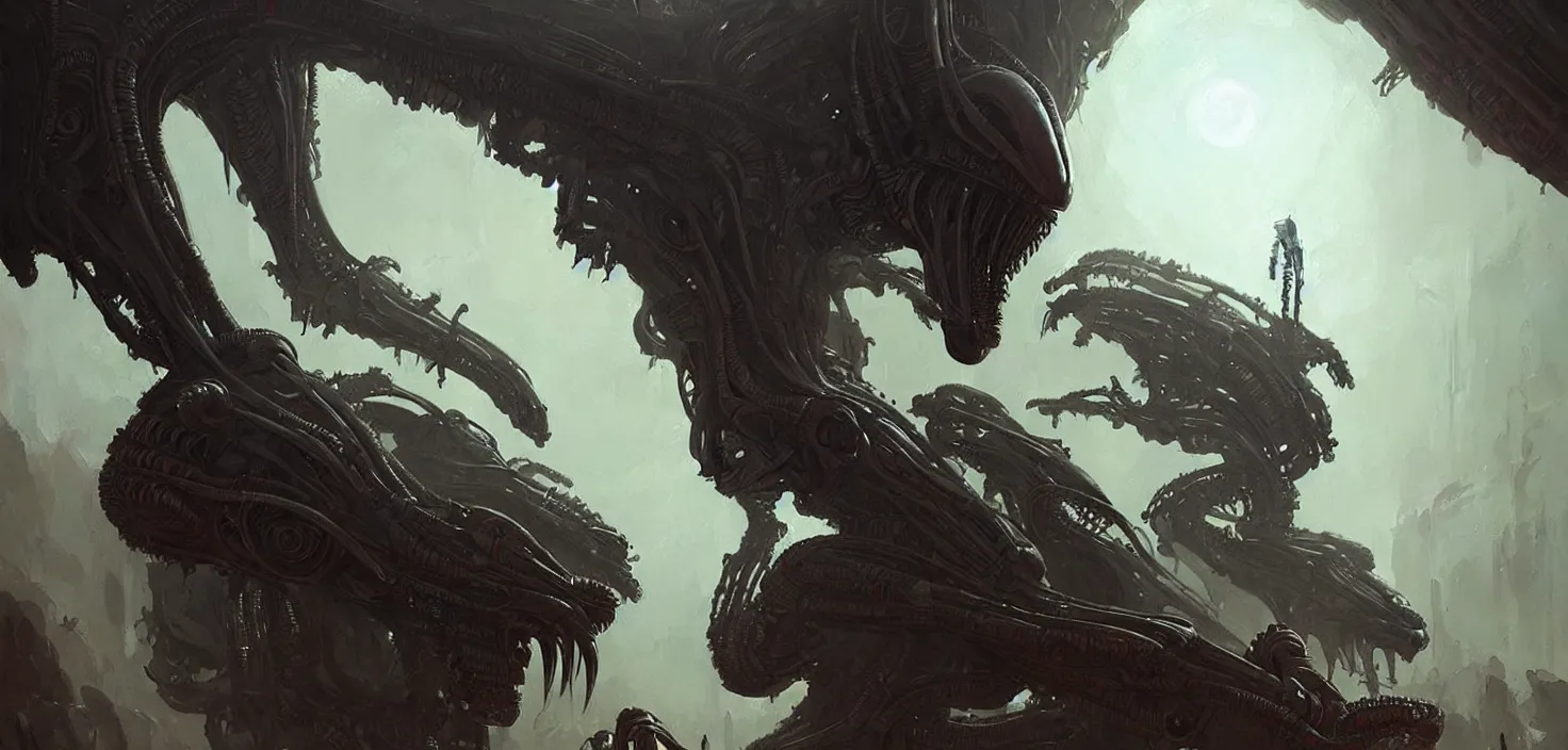 Prompt: alien art, concept art by greg rutkowski, intricate details