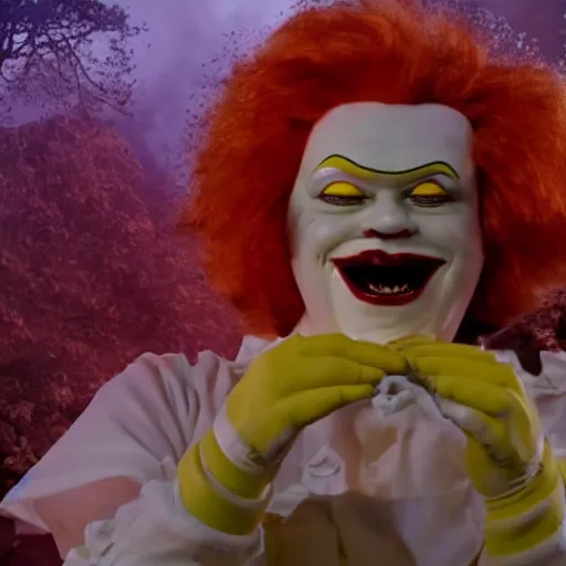 Prompt: stunning awe inspiring ronald mcdonald horror movie,, movie still 8 k hdr atmospheric lighting