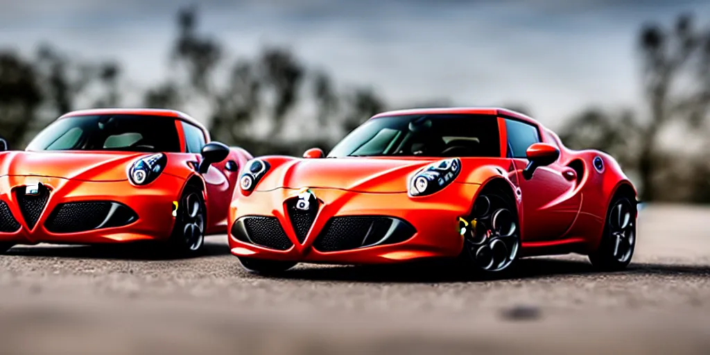 Prompt: Hot Wheels, 2015 Alfa Romeo 4C, cinematic, 8k, depth of field, bokeh.