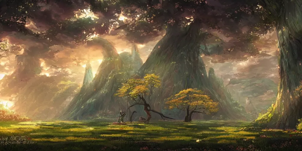 Image similar to a beautiful fantasy scene by yuumei art and ghibli studios