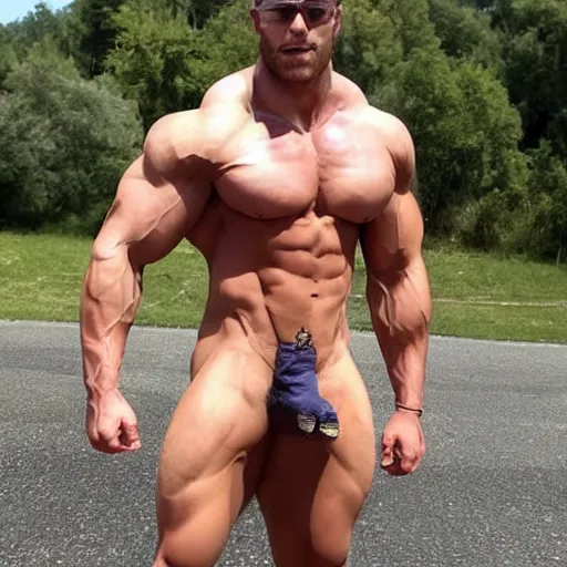Image similar to extra muscular gigachad with big package