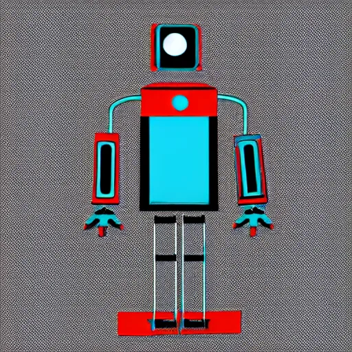 Image similar to whimsical gender - neutral robot flat illustration sag clipart sticker, concept graphic design for robotic toy vector illustrator, surface design motif, black and red and teal blue on white matte paper background 4 k,