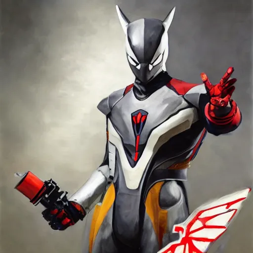 Image similar to greg manchess portrait painting of armored spiderman ultraman grey fox from metal gear cyborg japanese - american hybrid as overwatch character, medium shot, asymmetrical, profile picture, organic painting, sunny day, matte painting, bold shapes, hard edges, street art, trending on artstation, by huang guangjian and ail elvgren and sachin teng