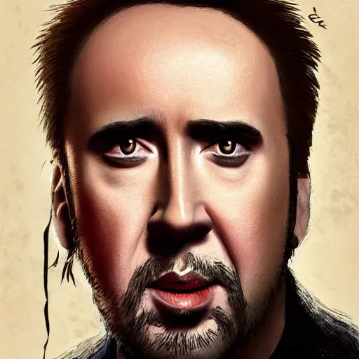 Image similar to nicolas cage is a disney princess, au naturel, hyper detailed, digital art, trending in artstation, cinematic lighting, studio quality, smooth render, unreal engine 5 rendered, octane rendered, art style by klimt and nixeu and ian sprigger and wlop and krenz cushart.