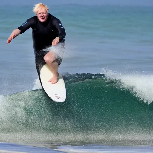 Image similar to boris johnson surfing a sand wave