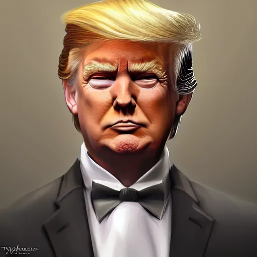 Image similar to donald trump, small, cute, dnd character, portrait, matte fantasy painting, deviantart artstation, by jason felix by steve argyle by tyler jacobson