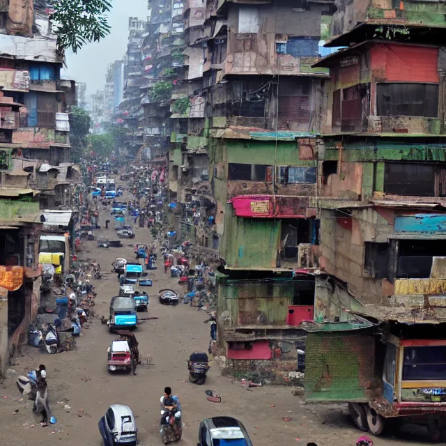 Prompt: streets of mumbai, 2 0 7 0, mossy buildings, high fidelity, uncompressed png, indian caravans