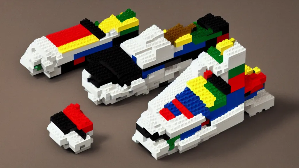 Image similar to sneaker made out of lego, art deco, digital harlem renaissance