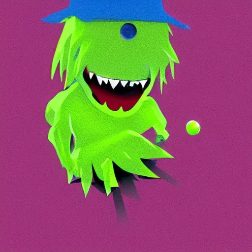 Image similar to a eminem slim shady tennis ball monster, tennis ball, lightning, chalk, digital art, fantasy, magic, trending on artstation, ultra detailed, professional illustration by Basil Gogos