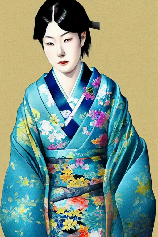 Prompt: Japanese kimono, finest digital concept art, 8k, character, realistic, portrait, photorealism, japan watercolour, masterpiece art