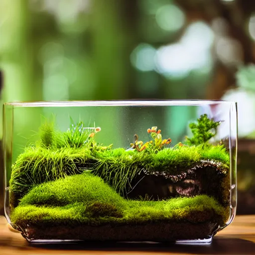 Image similar to moss terrarium, design award, beautiful, 4 k, bokeh