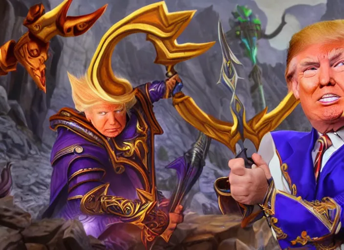 Image similar to donald trump as night elf in world of warcraft