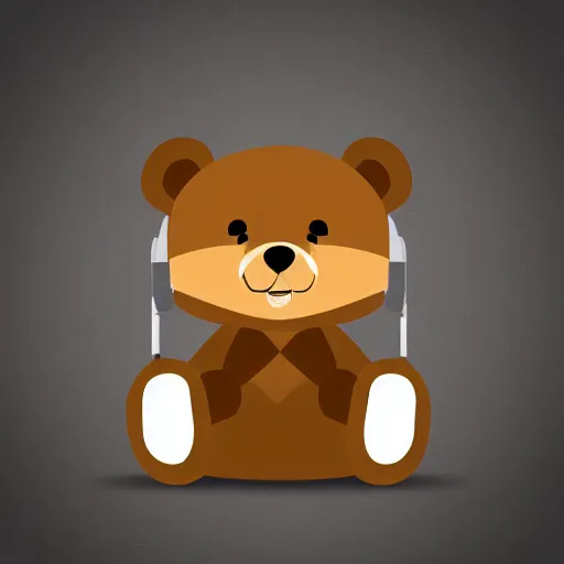 Image similar to podcast vector logo of cute cuddly bear listening to music, podcast, microphone, melodic, dreamy, isometric, adorable, octane render, golden ratio, 4k UHD, iconic design