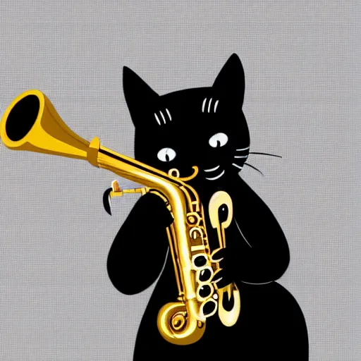 Image similar to cat jamming on the saxophone