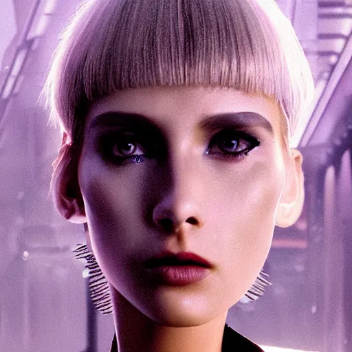 Image similar to portrait of a stunningly beautiful futuristic female pris from blade runner, depth of field, zeiss lens, detailed, symmetrical, centered, fashion photoshoot, by Annie Leibovitz and Steve McCurry, David Lazar, Jimmy Nelsson, Breathtaking, 8k resolution, extremely detailed, beautiful, establishing shot, artistic, hyperrealistic, beautiful face, octane render