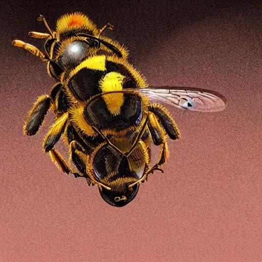 Prompt: wasp against bees inside a bee hive, artstation