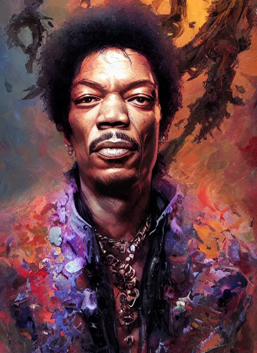 Image similar to Portrait of Jimmy Hendrix, marvel comics, dark, intricate, highly detailed, smooth, artstation, digital illustration by Ruan Jia and Mandy Jurgens and Artgerm and Wayne Barlowe and Greg Rutkowski and Frank Frazetta