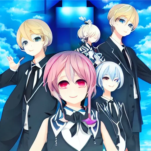 Image similar to new vocaloid 6 ai voicebank release, one person, official illustration, box art