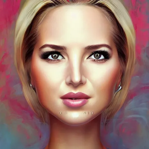 Image similar to a beautiful scenic painting of a beautiful young woman that looks like ivanka trump by artgerm and wlop and wes anderson and spike jonze