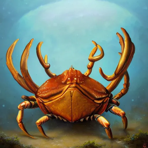 Prompt: deer - crab creature, oil painting by justin gerard, deviantart