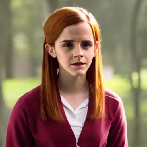 Image similar to Emma Watson as Ginny Weasley, 4k Harry potter movie screenshot