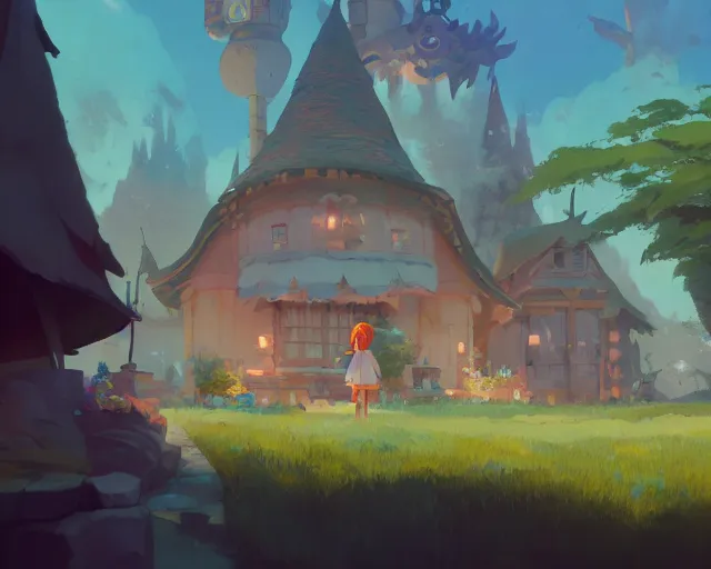 Prompt: fantasy village, cory loftis, james gilleard, atey ghailan, makoto shinkai, goro fujita, studio ghibli, rim light, exquisite lighting, clear focus, very coherent, plain background, soft painting