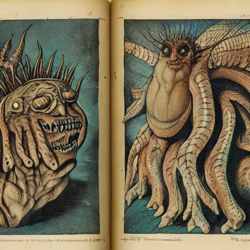 Image similar to bizarre bestiary of repressed unconscious emotional monsters and creatures