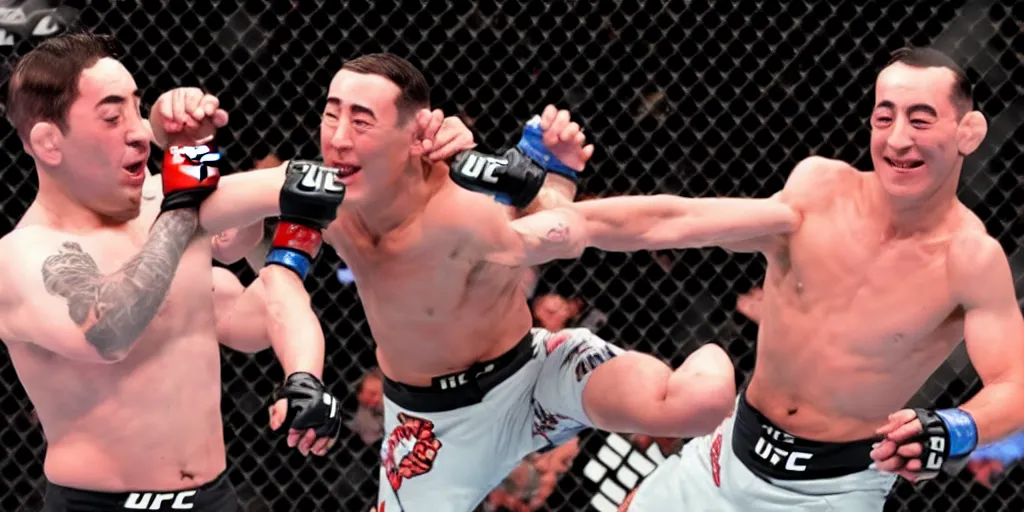 Prompt: peewee herman wins a UFC fight. cinematic. pay per view special. HD.