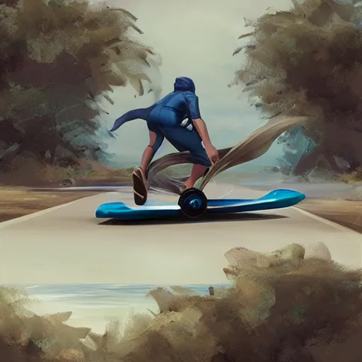 Image similar to concept art of a onewheel xr near sxm lagoon, by aenaluck, artgerm and roberto ferri and greg rutkowski, blue and white tones, digital painting, artstation, concept art, smooth, sharp foccus ilustration hq - h 7 6 8