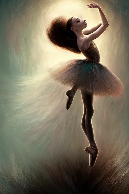 Image similar to prima ballerina, gorgeous, ethereal, intricate, elegant, volumetric lighting, nature scenery, digital painting, highly detailed, artstation, sharp focus, illustration, concept art, clive barker