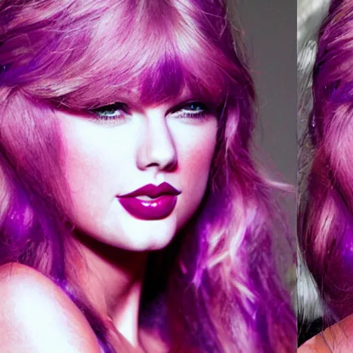 Prompt: purple paint made of Taylor Swift