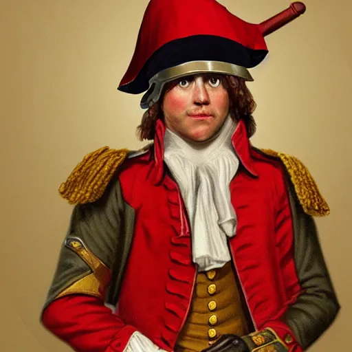 Image similar to A male 18th century British Redcoat Soldier wearing a tricorne hat, artstation, very detailed, award winning trending, historical, masterpiece, realism