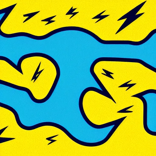 Image similar to electric hazard lightning bolt, simplistic, cute, 4K HD, vector art, yellow cyan palette