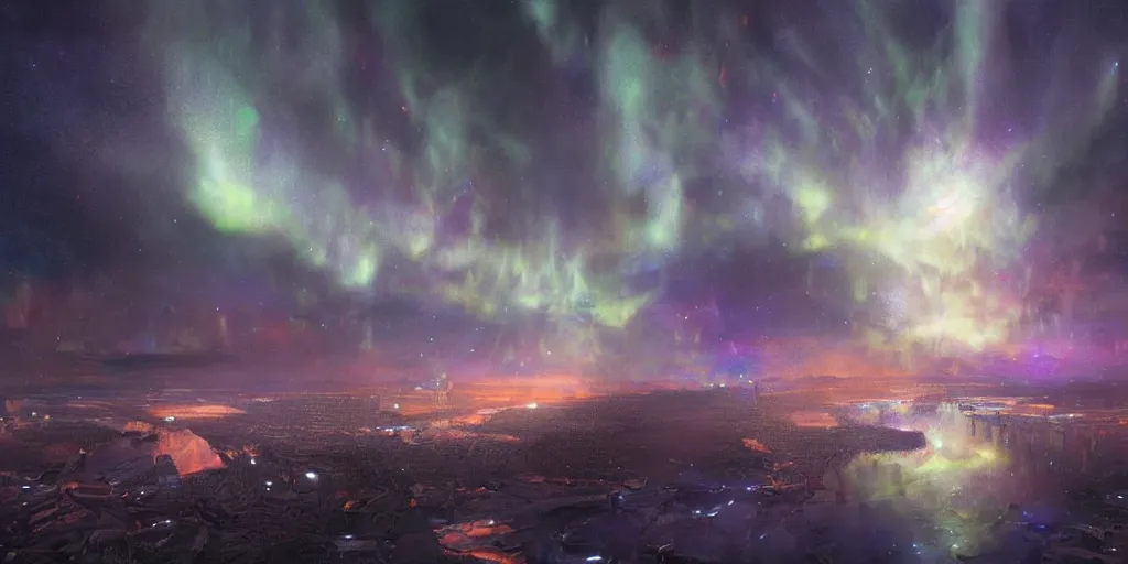 Prompt: hyperrealistic mixed media art of a ditkoverse by steve ditko, aurora borealis in the sky, low angle, stunning 3d render inspired art by Renato muccillo and Andreas Rocha and Johanna Rupprecht + symmetry + deep volumetric lighting, 8k octane beautifully detailed render, post-processing, extremely hyperdetailed, intricate complexity, epic composition, mystical foreboding atmosphere, cinematic lighting + masterpiece, trending on artstation