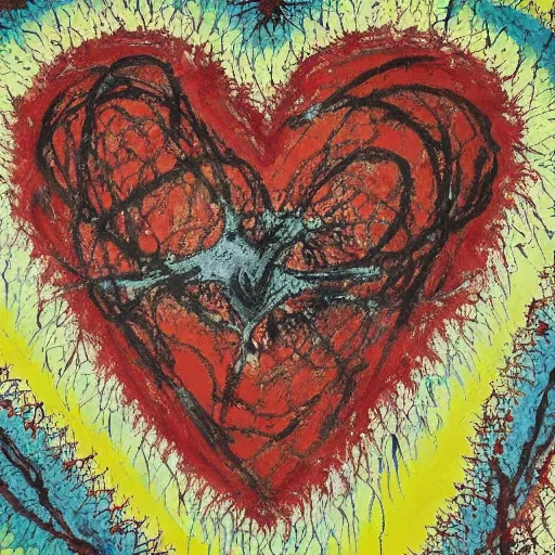 Image similar to painting of a human heart by Jackson Pollock