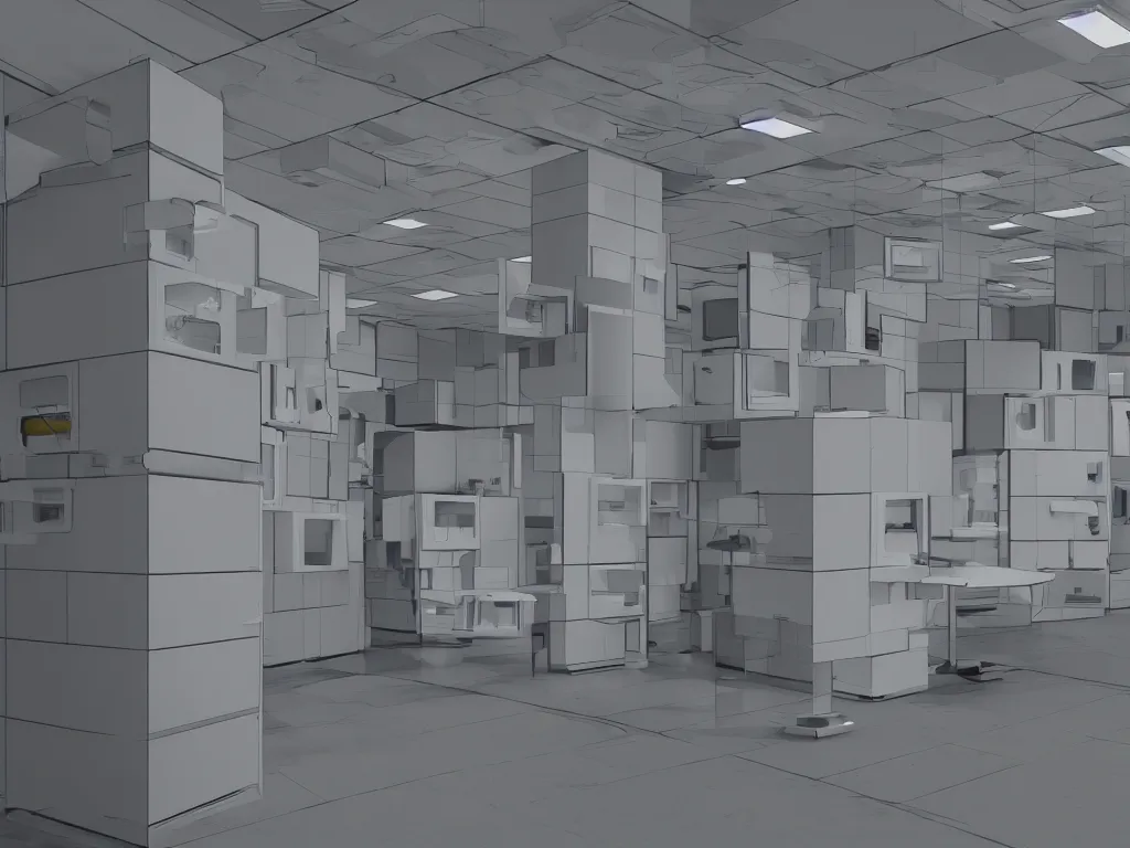 Image similar to candid photograph of portal system multi - hub viewport interface, the space has ample cubbies to store small items, the lack of floor removes all sense of orientation, depth of field, stark chiaroscuro lighting