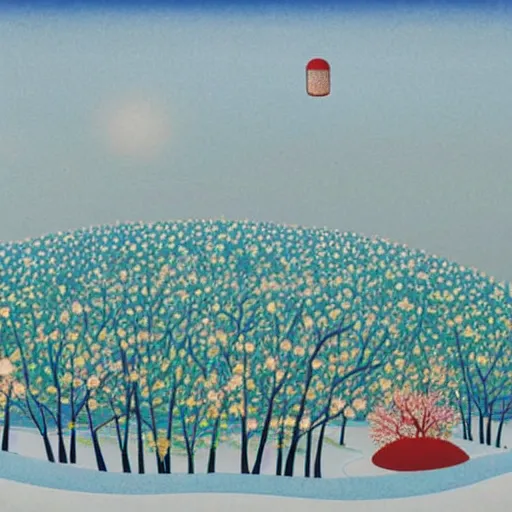 Prompt: A barren winter landscape by Chiho Aoshima