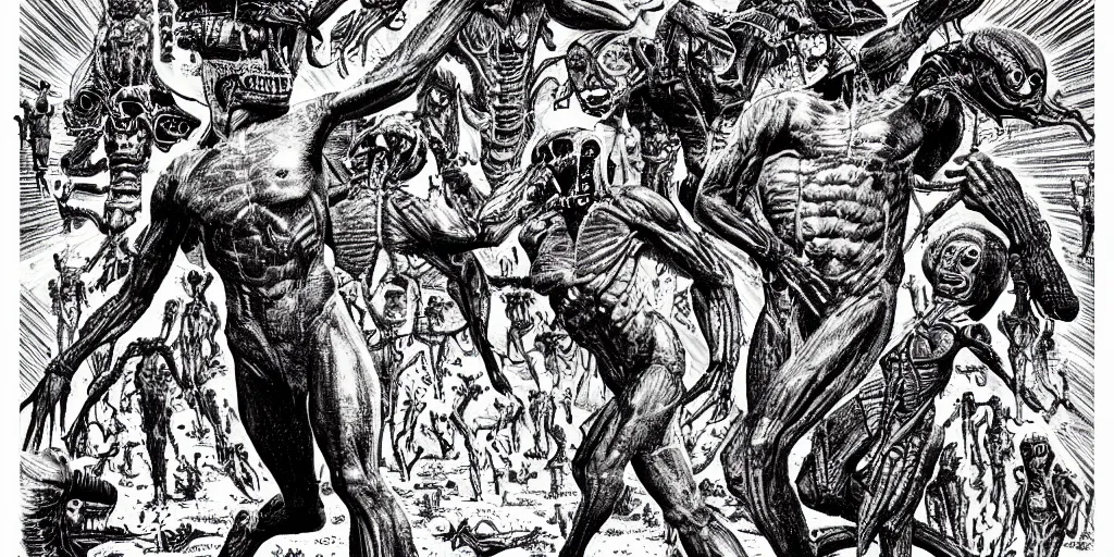Prompt: detailed anatomy book about aliens, by joe penton, virgil finlay
