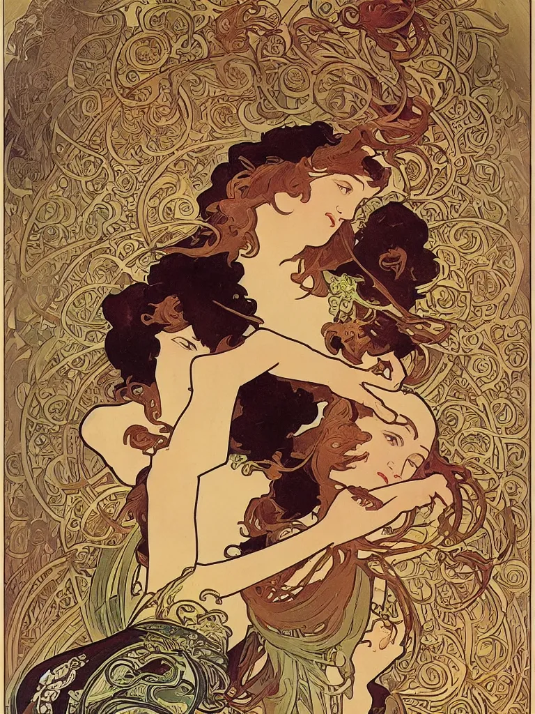 Prompt: a detailed theatrical poster illustration by alphonse mucha,