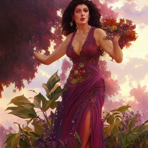 Prompt: ultra realistic illustration, deanna troi as persephone, intricate, elegant, highly detailed, digital painting, artstation, concept art, smooth, sharp focus, illustration, art by artgerm and greg rutkowski and alphonse mucha