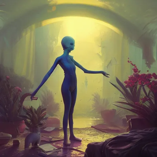 Image similar to highly detailed surreal vfx, 3 d mannequins dancing, happy energy, stephen bliss, unreal engine, greg rutkowski, loish, rhads, beeple, makoto shinkai and lois van baarle, ilya kuvshinov, rossdraws, tom bagshaw, global illumination, detailed and intricate environment