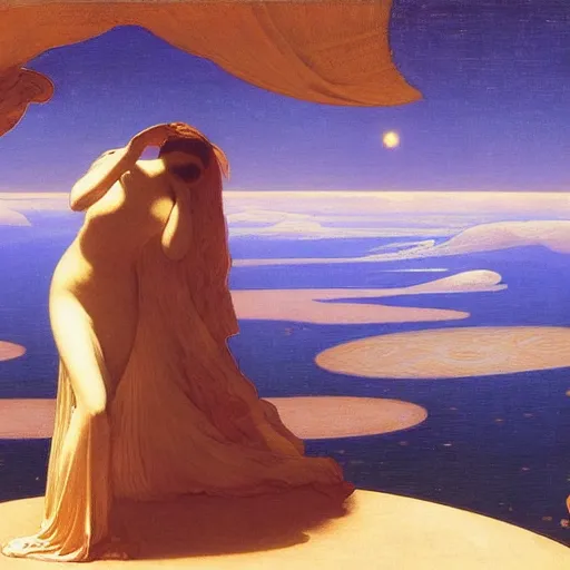 Prompt: Liminal space in outer space by Frederick Lord Leighton