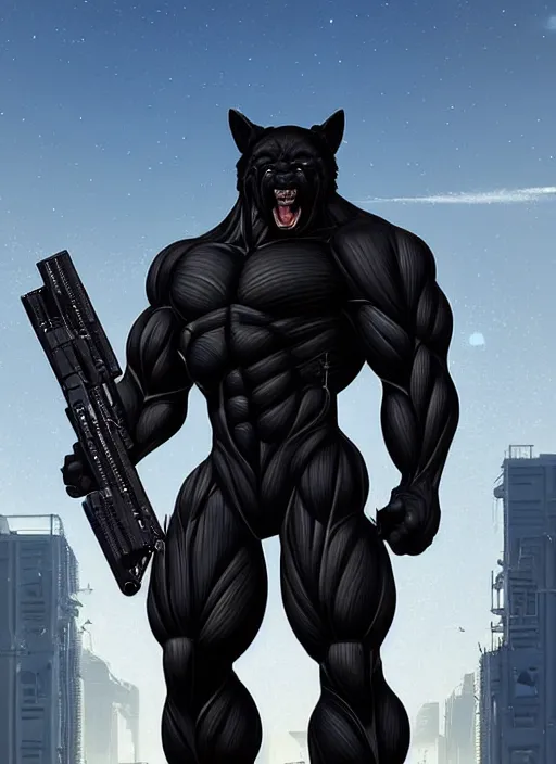 Prompt: extreme muscles!! massive musclebound black - coated male anthropomorphic furry horse character with massive muscles in a tight tacticool outfit protecting a technology facility science fantasy, extremely detailed, holographic, smooth, digital illustration, by, kuvshinov ilya, james jean, by rossdraws, frank franzzeta, sakimichan, jeremy lipking