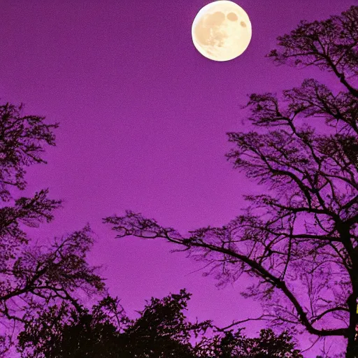 Image similar to the moon struck by cold purple lighting