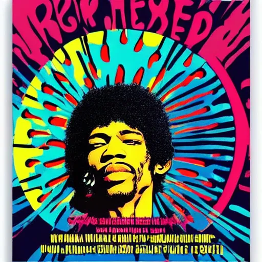 Image similar to Jimi Hendrix 1960’s psychedelic concert poster