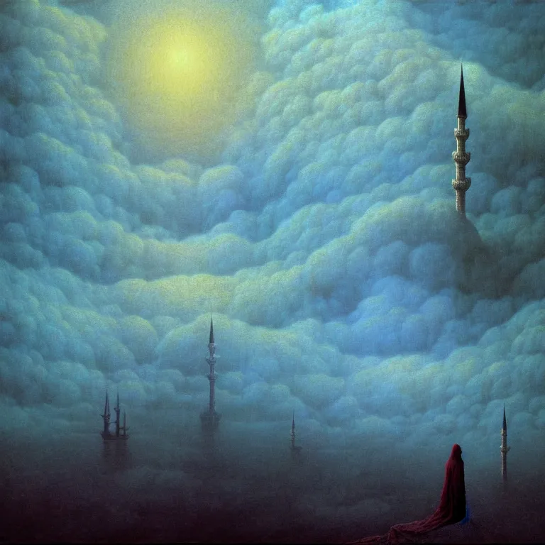 Prompt: ! dream a cinematic scene from the istanbul on clouds, solidity and eternity, lovecraft, concept art by beksinski and jean delville, dramatic lighting, ultra hd, hdr, 8 k